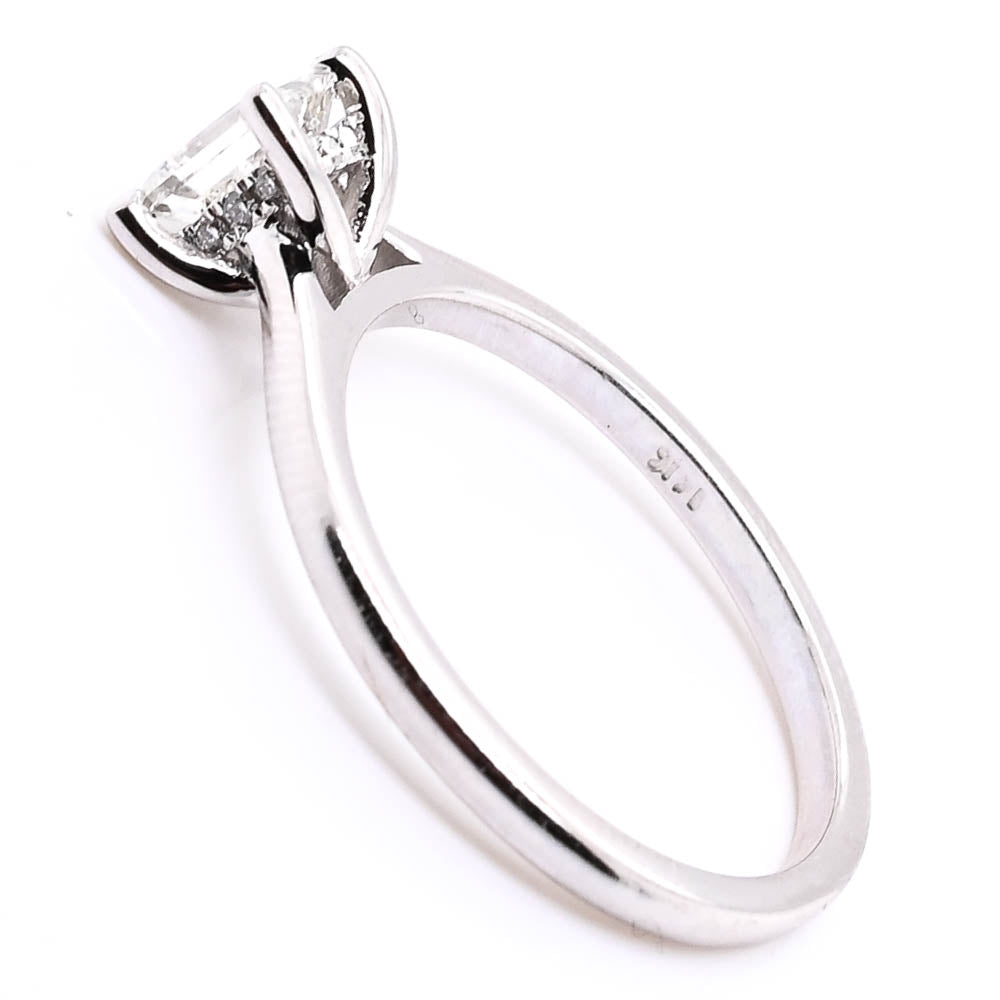 14KT White Gold 0.64CTW Princess Cut Diamond Accent Engagement Ring.