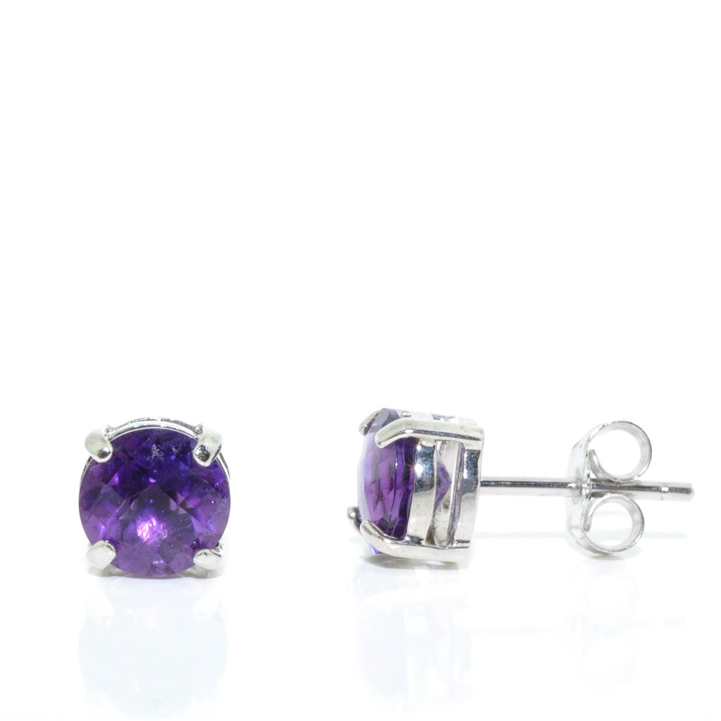 14KT White Gold Amethyst Stud Earrings.