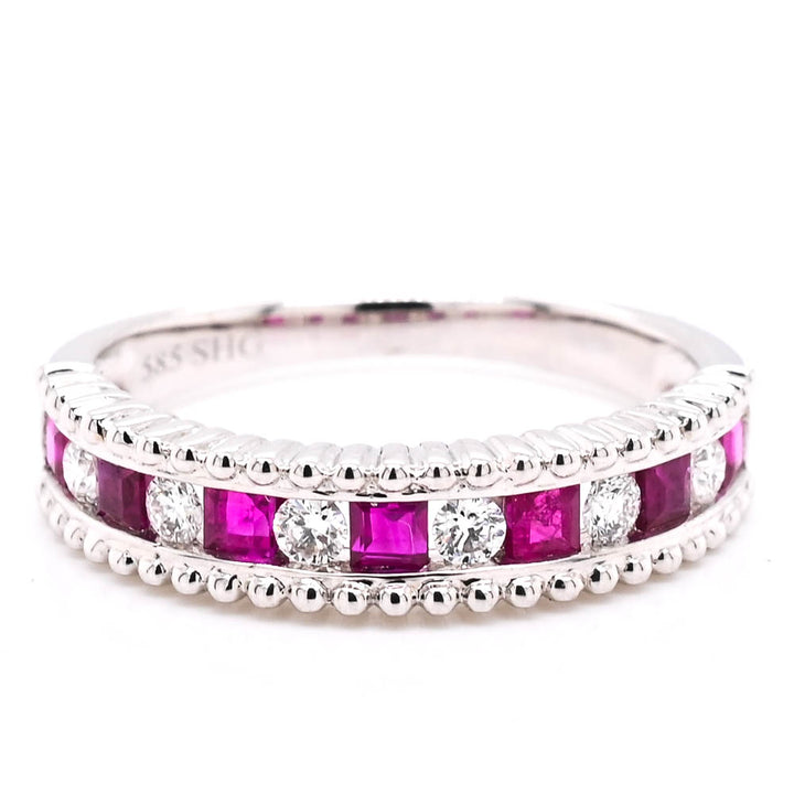 14KT White Gold 0.61CTW Ruby and Diamond Ring.