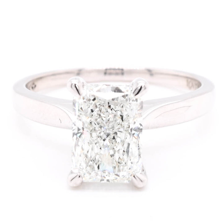 14KT White Gold 2.12CTW Radiant Cut Lab Grown Diamond Accent Engagement Ring.