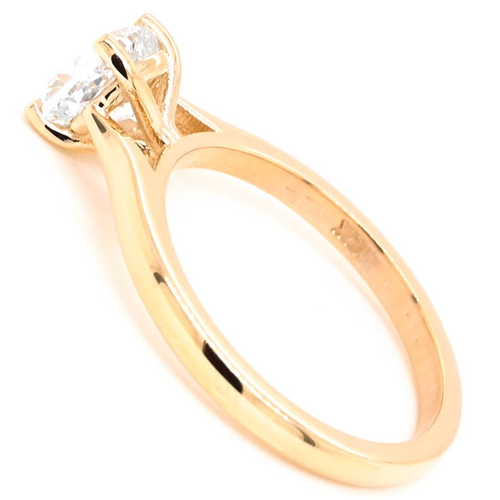 14KT Yellow Gold 1.00CT Cushion Cut LAB GROWN Diamond Solitaire Engagement Ring.