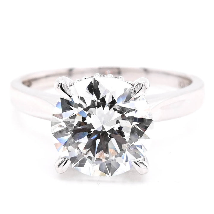 14KT White Gold 3.11CTW Round Brilliant Lab Grown Diamond Accent Engagement Ring.