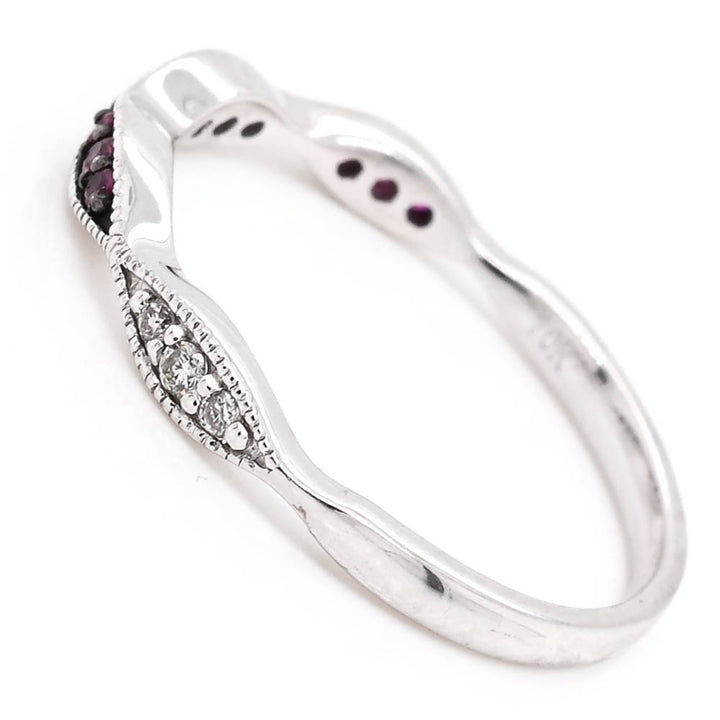 10KT White Gold Ruby & Diamond Band.