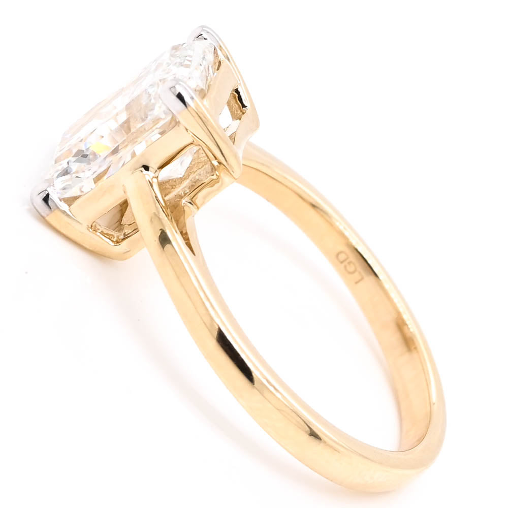 14KT Yellow Gold 3.01CT Radiant Cut Lab Grown Diamond Solitaire Engagement Ring.