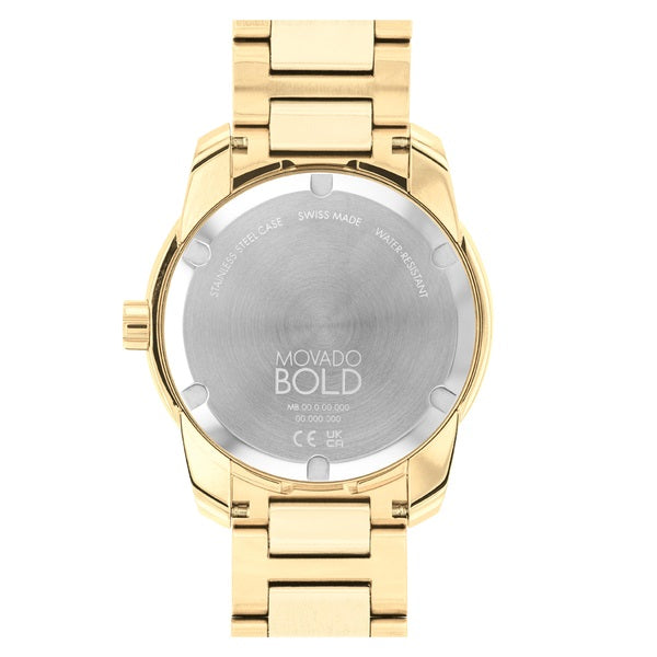 Movado BOLD Verso, 42 mm yellow gold ion-plated Swiss Quartz Watch. 3600861.