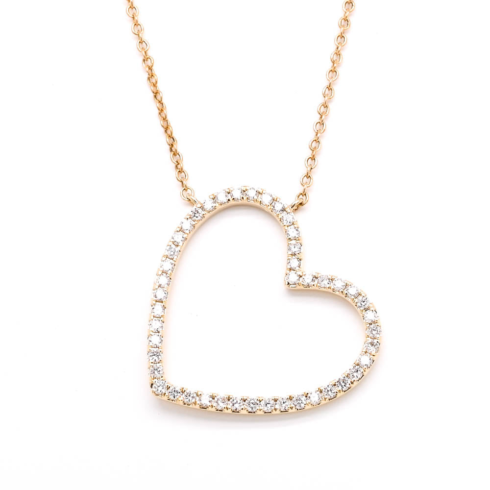14Kt Yellow Gold 18" 0.24CTW Diamond Heart Necklace