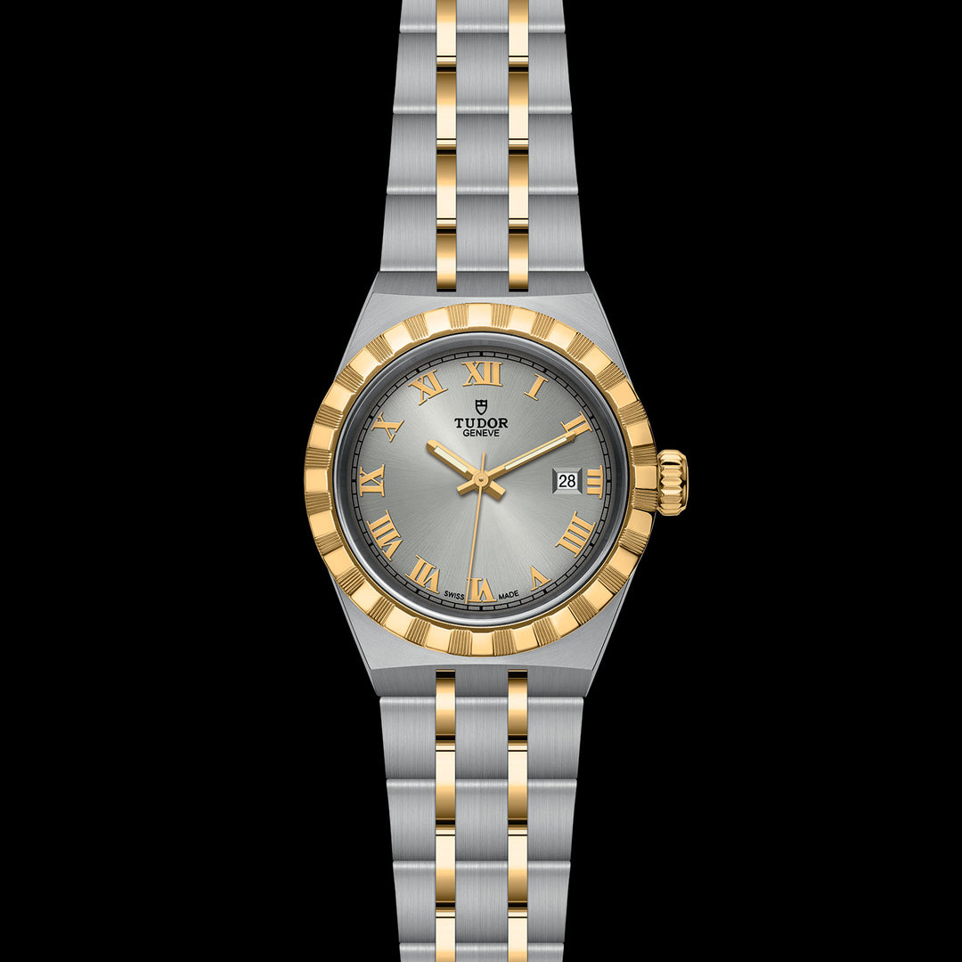 Tudor Royal Watch - M28303-0001 - 28mm steel case, Yellow gold bezel