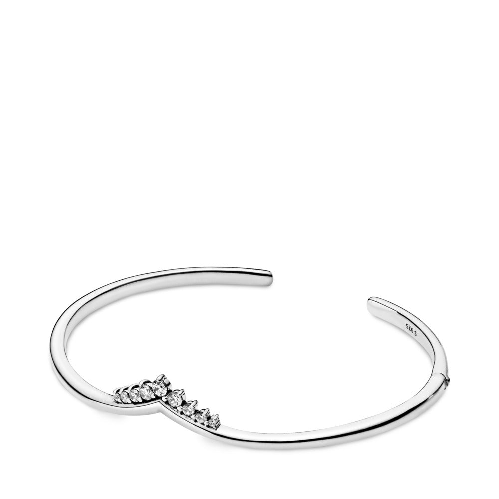 Pandora Tiara Wishbone, Clear CZ bangle. 21cm