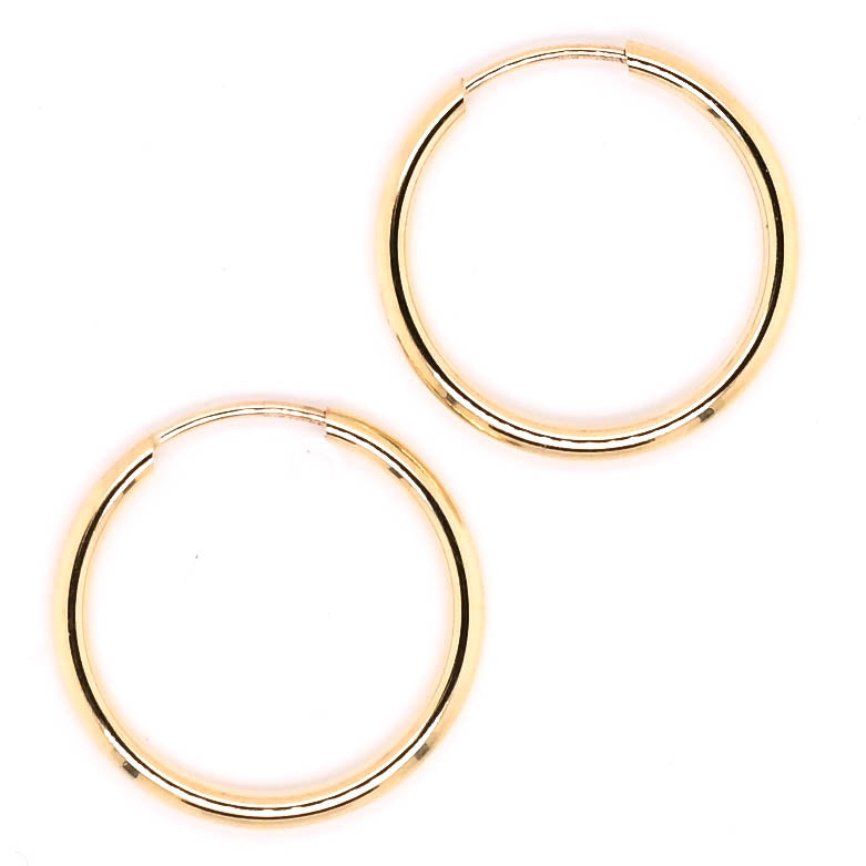 10KT Yellow Gold 15mm Hoop Earrings.