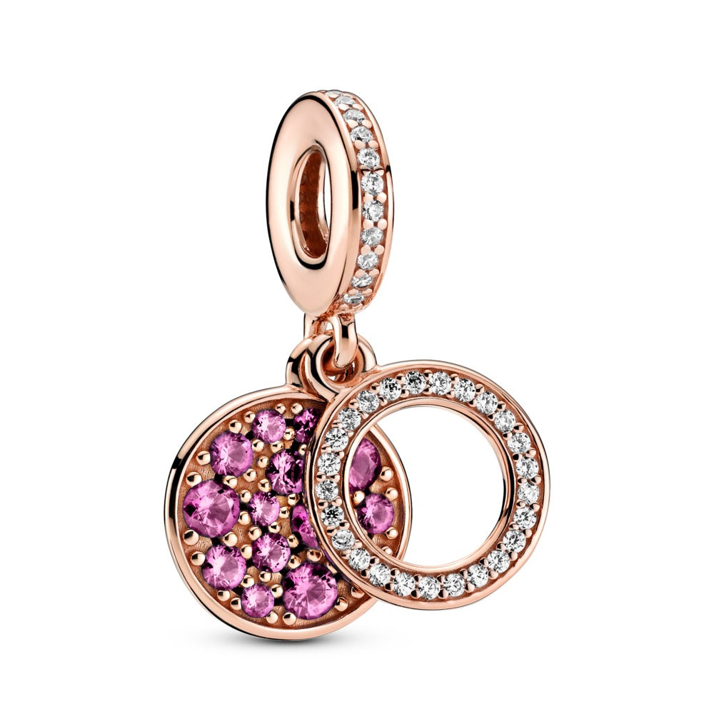 Sparkling Pink Disc Double Dangle Charm – Graziella Fine Jewellery