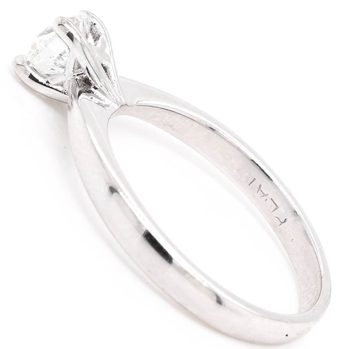 Platinum 0.50CT SI2 F Colour Round Brilliant Solitaire Engagement Ring.