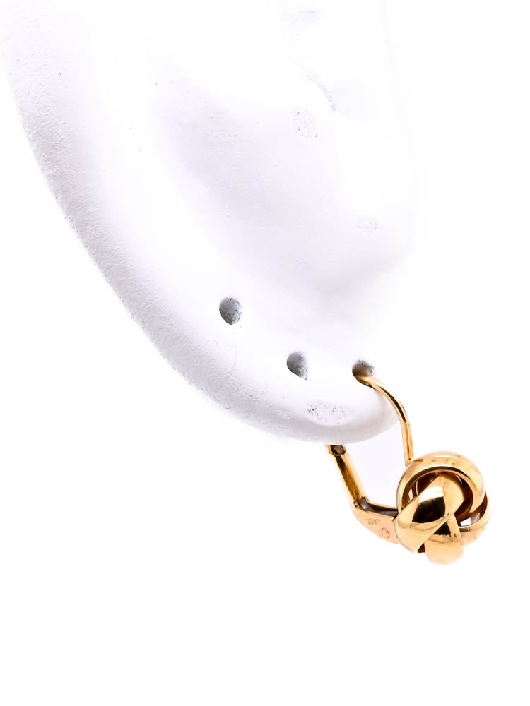 10KT Yellow Gold Love Knot Lever Back Earrings.