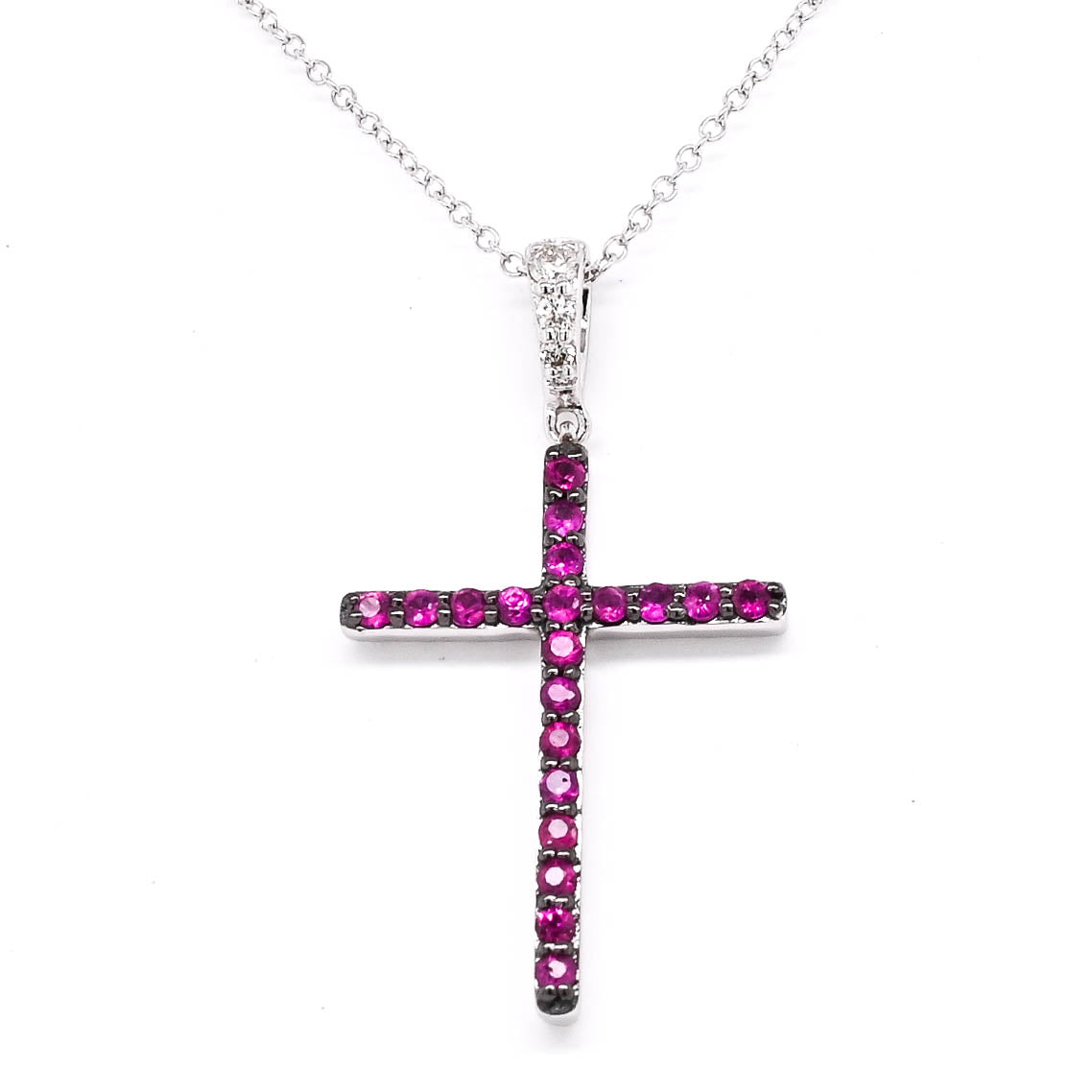 Pink diamond sale cross necklace