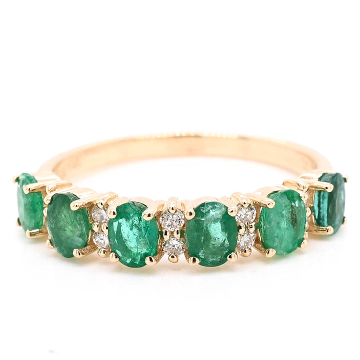 14KT Yellow Gold Emerald and Diamond Ring